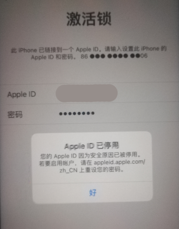 惠农苹果手机维修分享iPhone 12 出现提示“Apple ID 已停用”怎么办 
